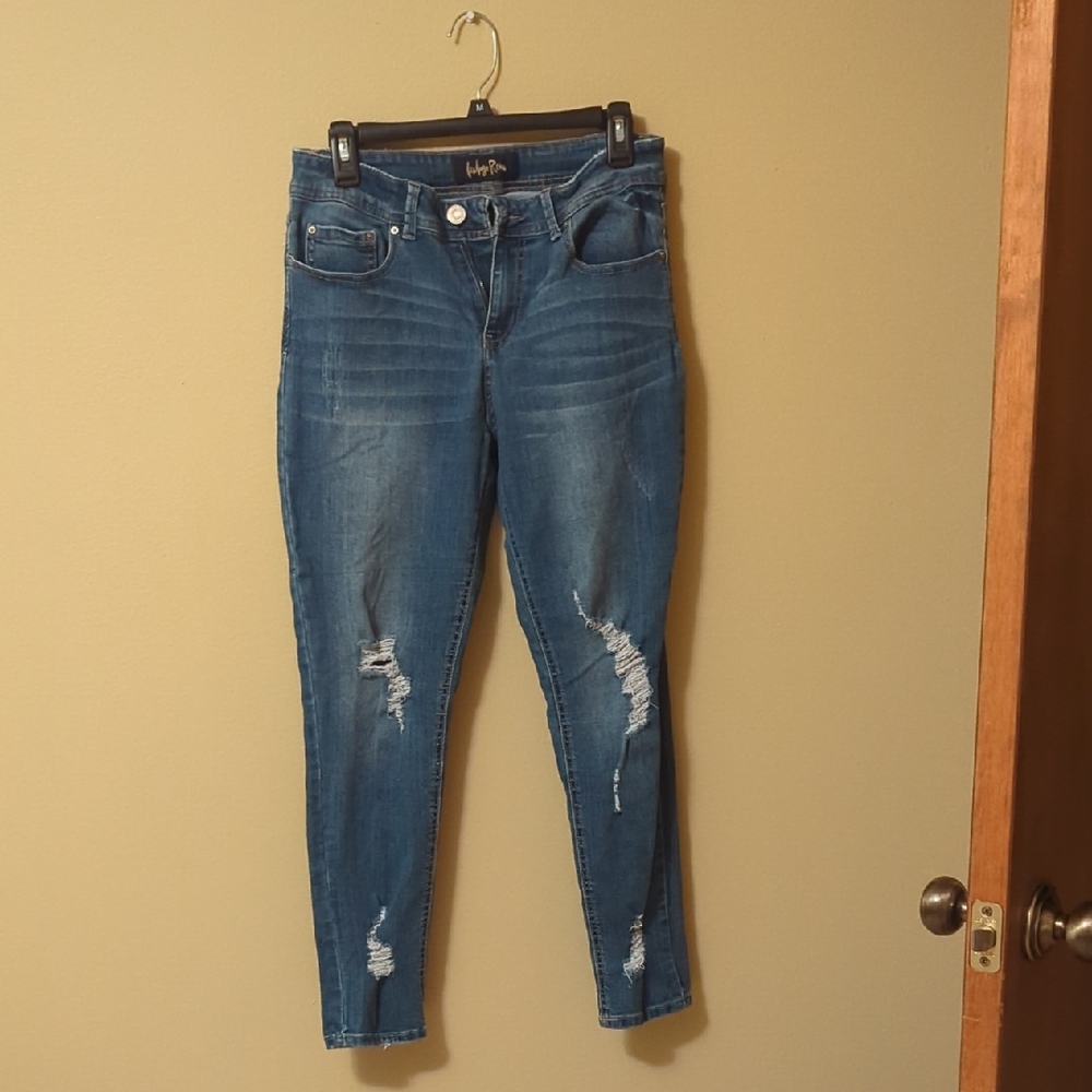 Indigo Rein Blue Skinny Jeans with Distressed Details